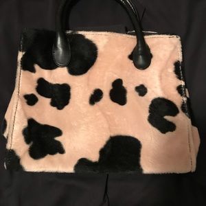 Crushed velvet cow print bag